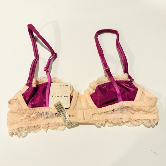 Free People Spring Fling Lace & Jacquard Underwire Bra Radient Orchid Combo 32A - Picture 7 of 12